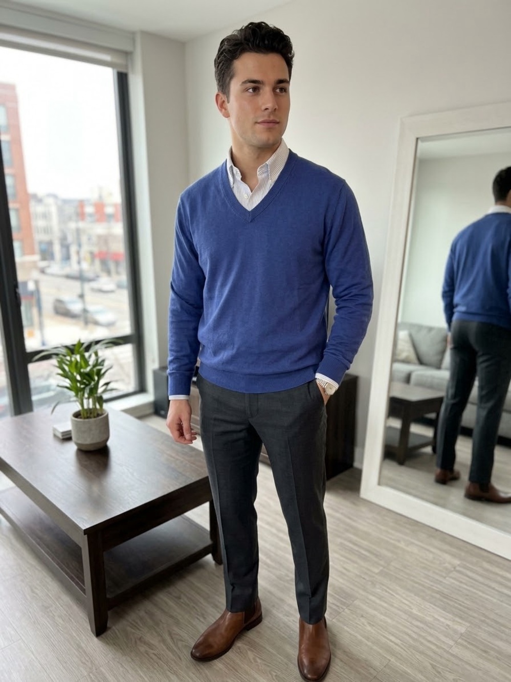 Brooks Brothers Silk Blend V Neck Lightweight Sweater Blue Large